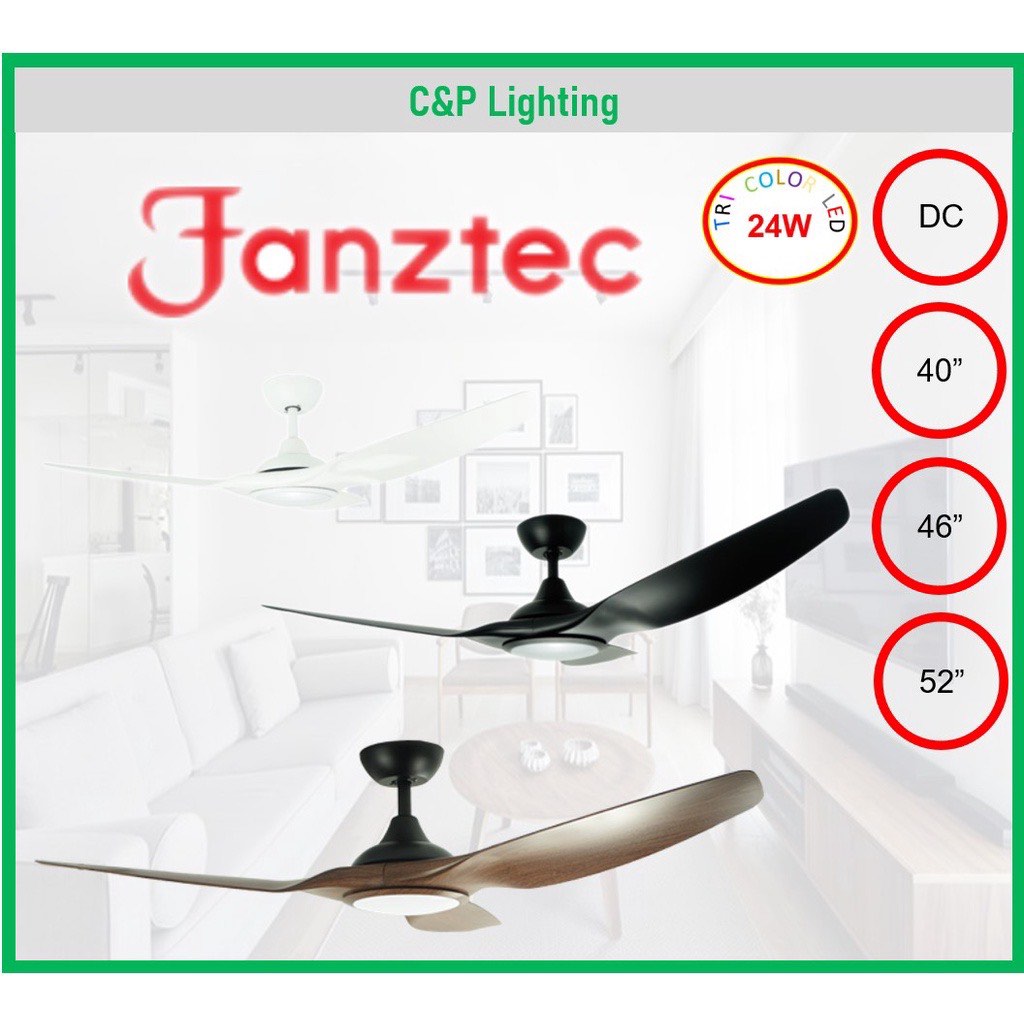 Fanztec Airstream 40" 3 Blades Ceiling Fan w/ Remote and 24W LED