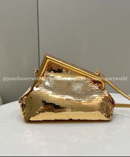 First Small Gold Sequinned Bag