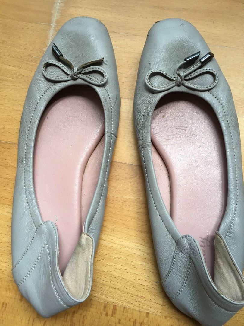 Flats Ballet style with bow Light Grey Women s Fashion Footwear Flats on Carousell