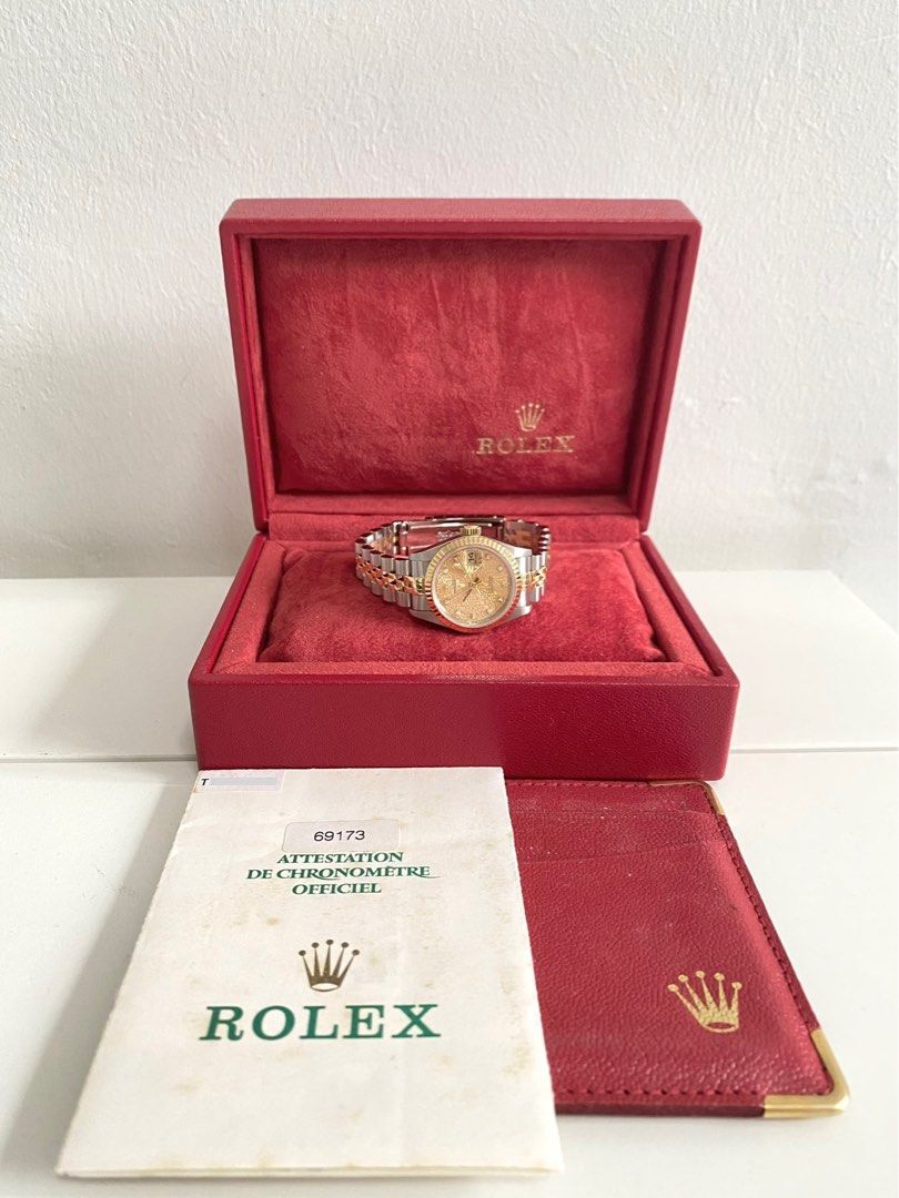 (Full Set) Rolex Oyster Perpetual Ladies Datejust 26 18k Half Gold Computer Diamond Ref. 69173