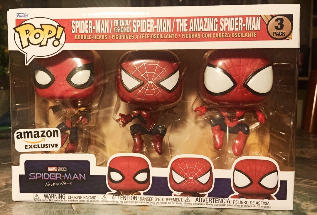 Funko Pop - Spider-Man/ Friendly Neighborhood Spider-Man/ The Amazing Spider -Man 3 pack ( Exclusive), Hobbies & Toys, Toys & Games on Carousell