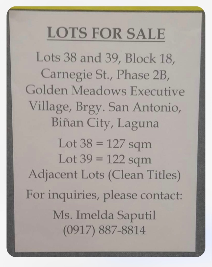 Golden Meadows Executive Village Binan, Property, For Sale, Lot on