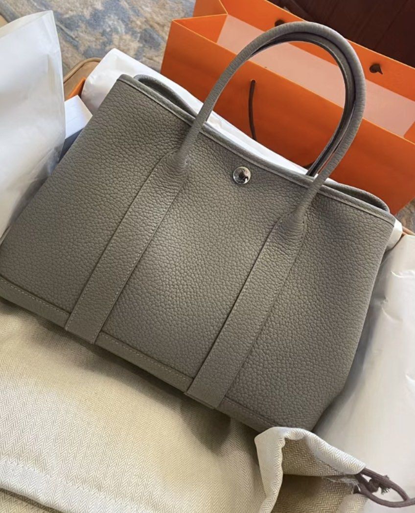 Hermes Garden Party 30 Gris Meyer Negonda Palladium Hardware