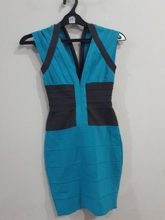 HERVE LEGER blue & Black bandage dress size S original