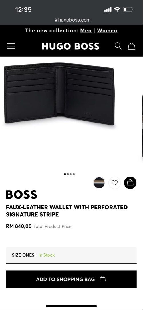 BOSS - Faux-leather wallet with perforated signature stripe