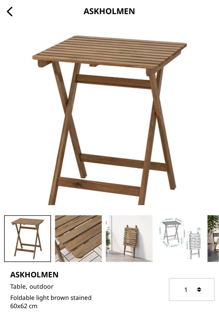 Ikea askholmen outdoor table, Furniture & Home Living, Furniture ...
