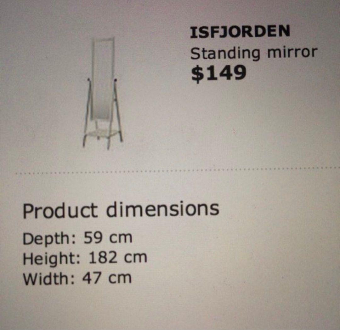 Ikea ISFJORDEN Standing Mirror, Furniture & Home Living, Furniture