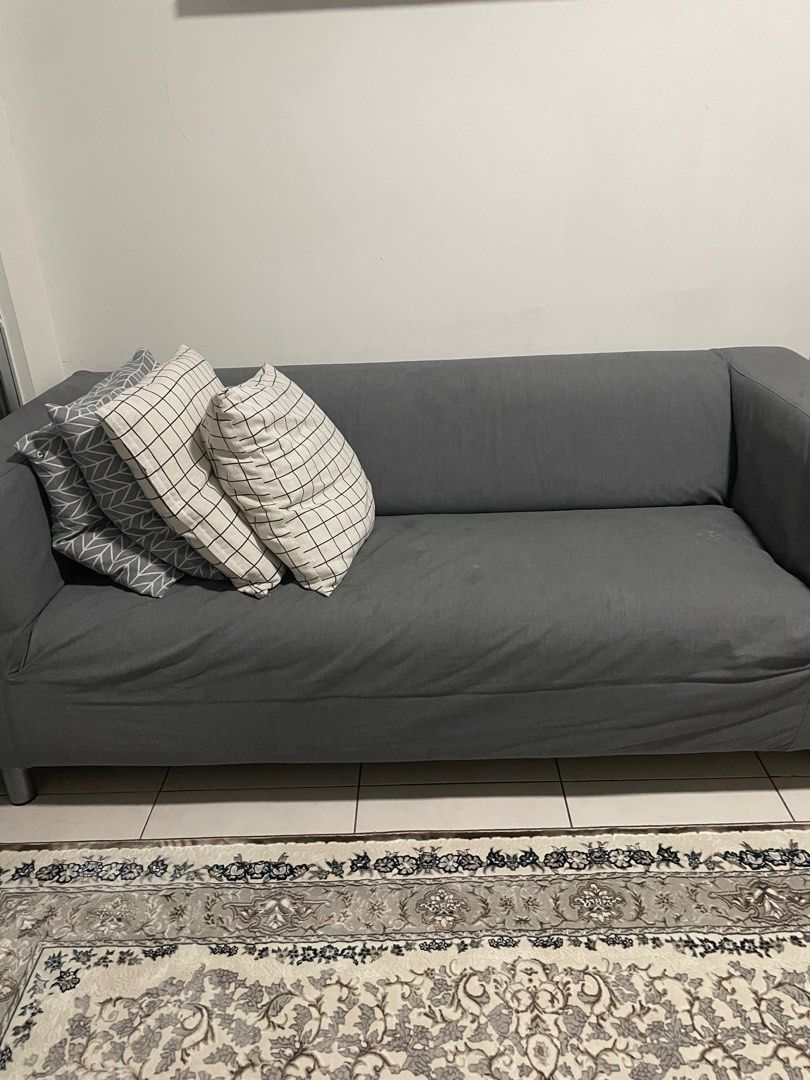 Ikea Klippan 2 seater sofa, grey cover, Furniture & Home Living