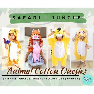 [INSTOCK FREE DOORSTEP DELIVERY] Cotton Safari Jungle Animals Tiger Giraffe Onesies Costumes Jumpsuit Christmas Xmas