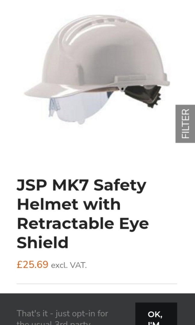 JSP MK7 Safety Helmet with Retractable Eye Shield., Commercial