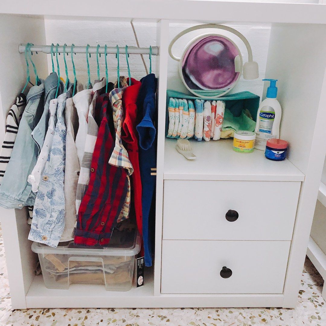 Kallax converted toddler clothing rack