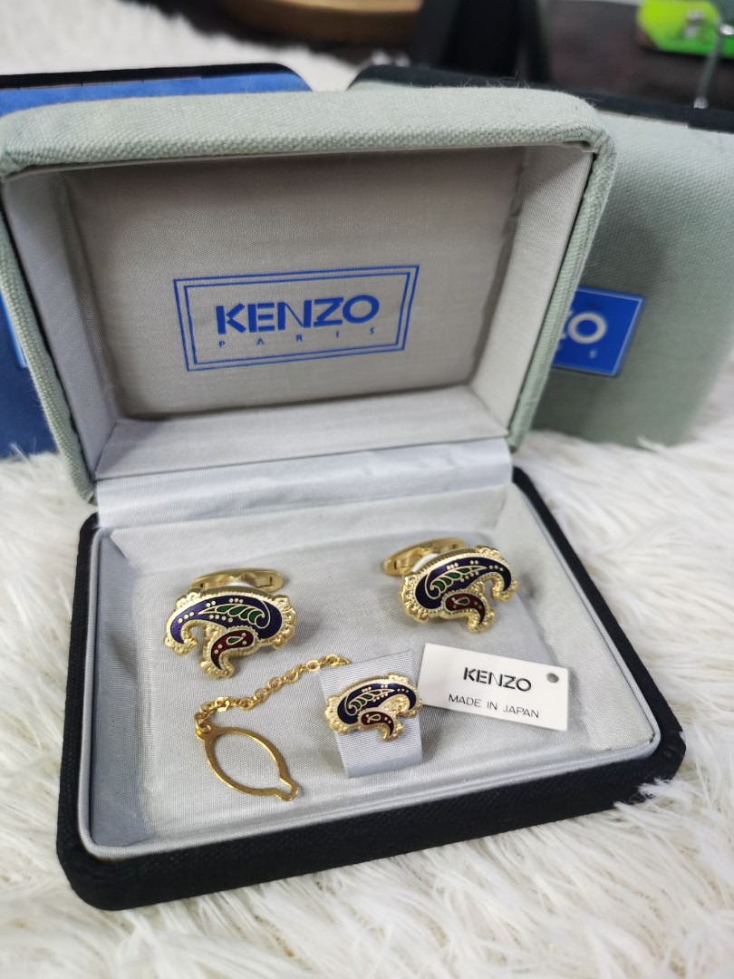 KENZO PARIS Cufflinks Clip Tie Set Luxury Accessories on