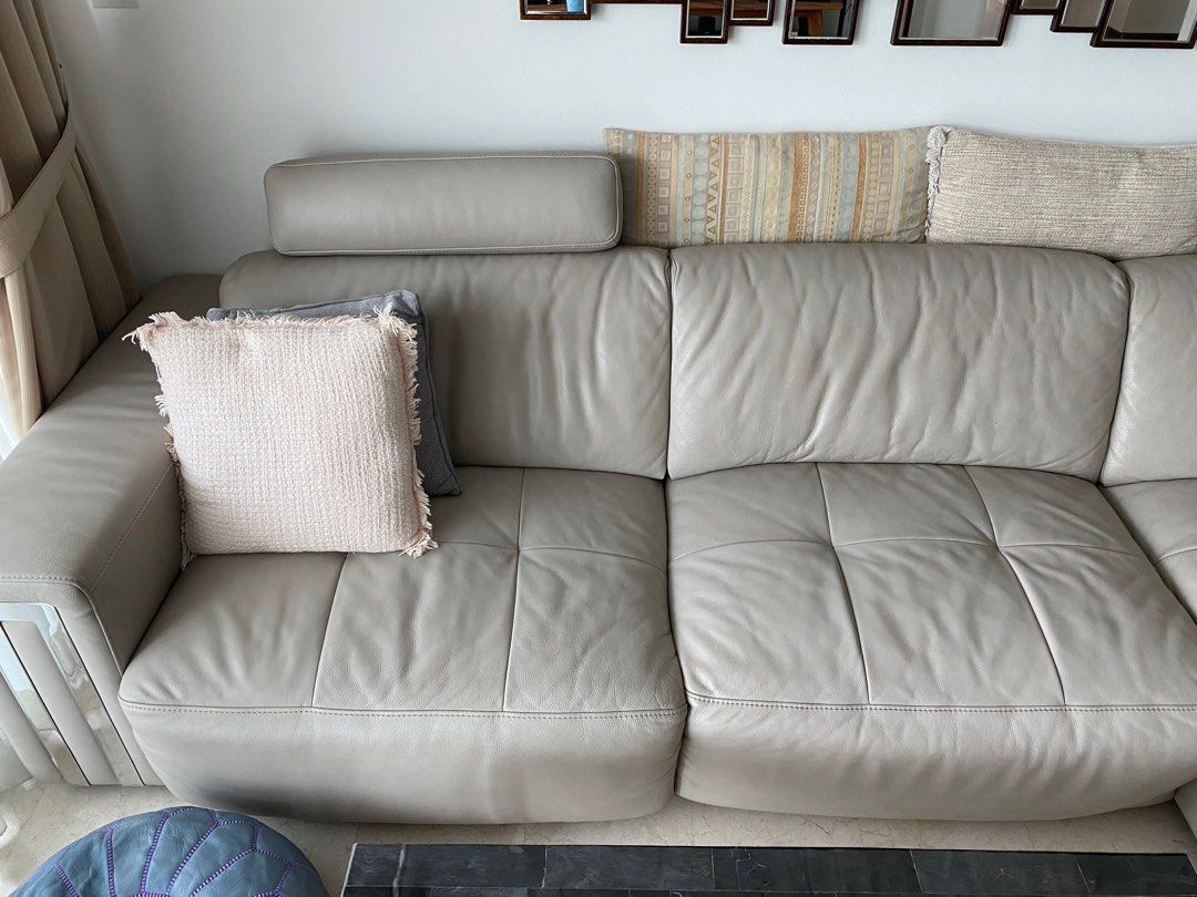 Large leather L shape Sofa (Italian designer), Furniture & Home Living