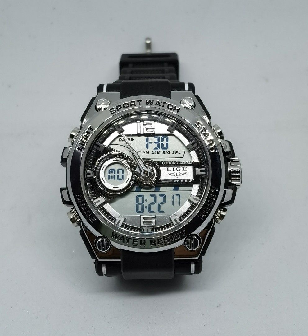 Men Military Style Sports Watch LED Quartz Dual Clock Time Gift