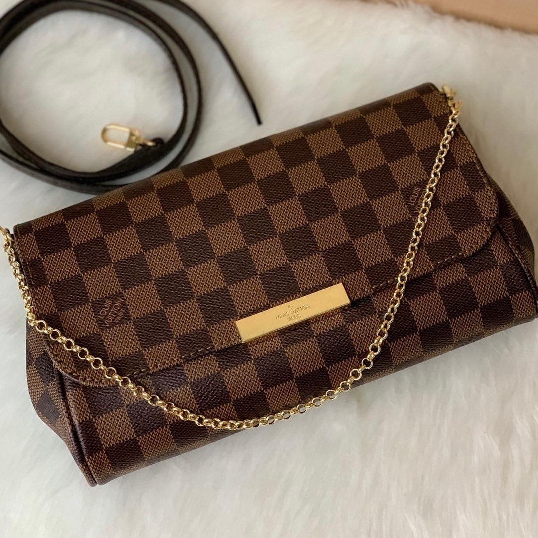 LV Favorite MM in Damier Azur, Luxury, Bags & Wallets on Carousell