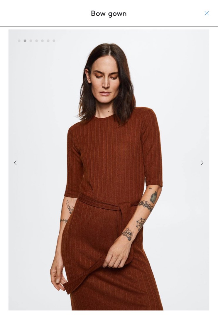 Mango midi dress with side slit, Women's Fashion, Dresses & Sets