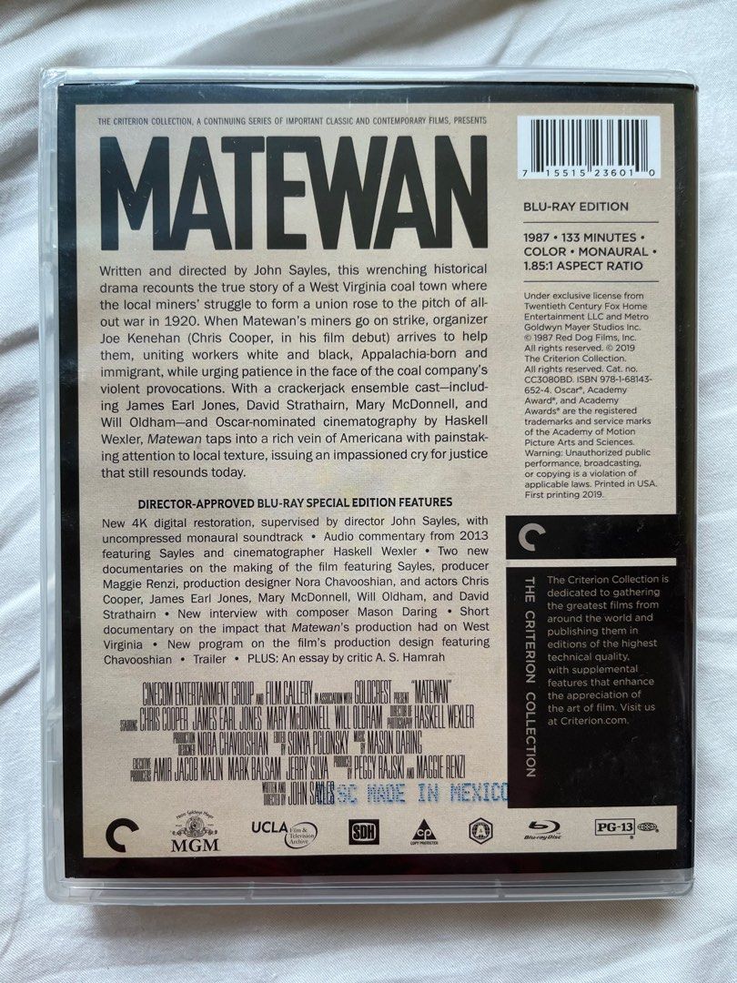 Matewan, Criterion Collection (BluRay Region A), 興趣及遊戲, 音樂、樂器 & 配件, 音樂