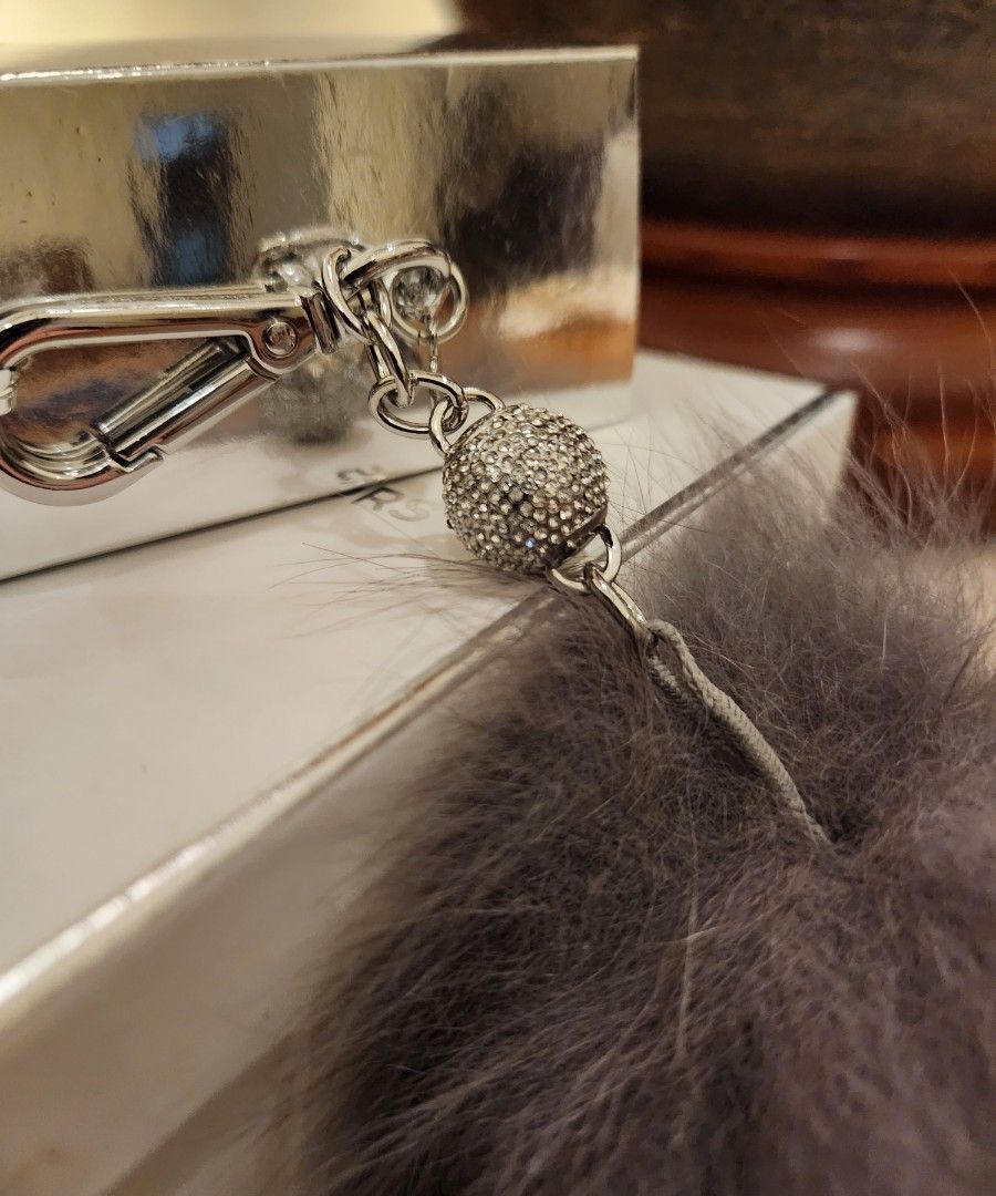 Michael Kors Fur Pom Pom Keychain Handbag accessory in Smokey Grey