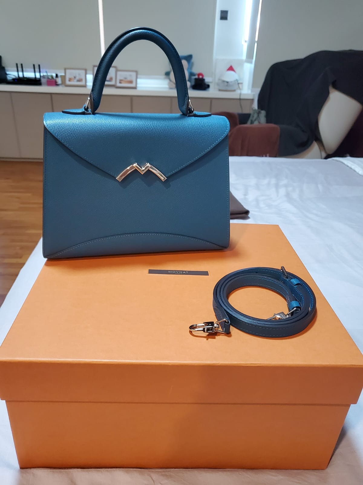 My graduation gift to myself - MOYNAT - Gabrielle PM in Prussian Blue :  r/handbags