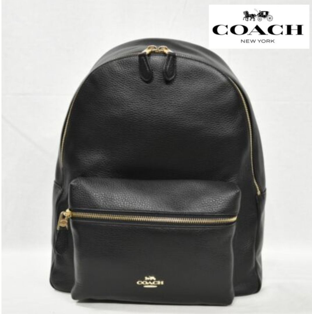 New Coach Original Classic Black Collection Black Leather Mini Charlie Backpack For Women Come With Complete Set Suitable For Gift