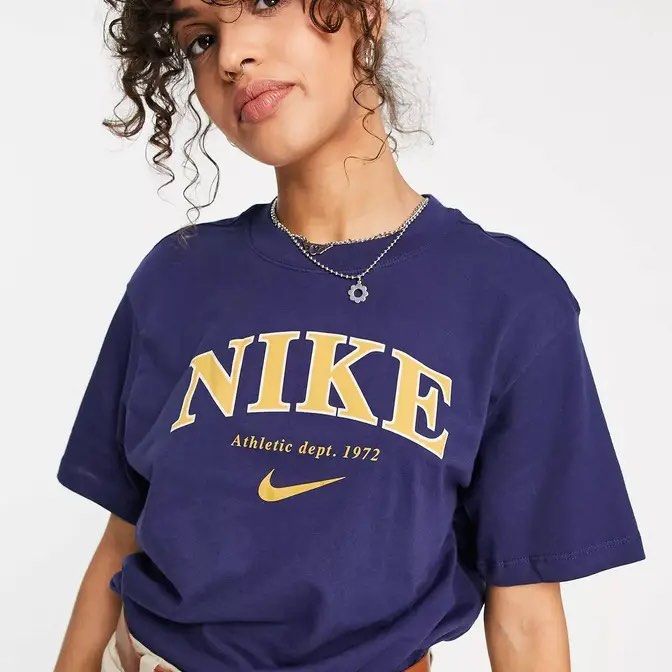 Nike oversized Retro Athletics shirt - Navy (Vintage)