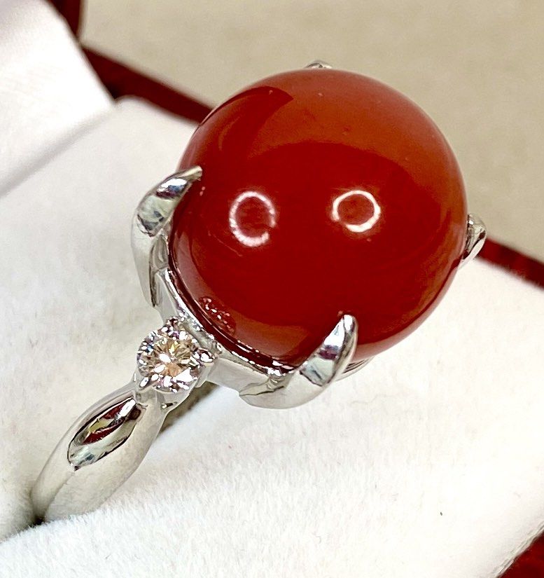 White gold coral clearance ring