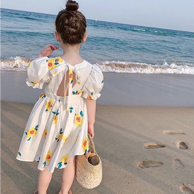 Puff Sleeve Girl Dress on Carousell