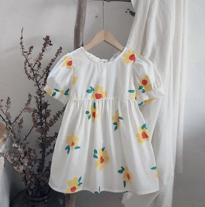Puff Sleeve Girl Dress on Carousell