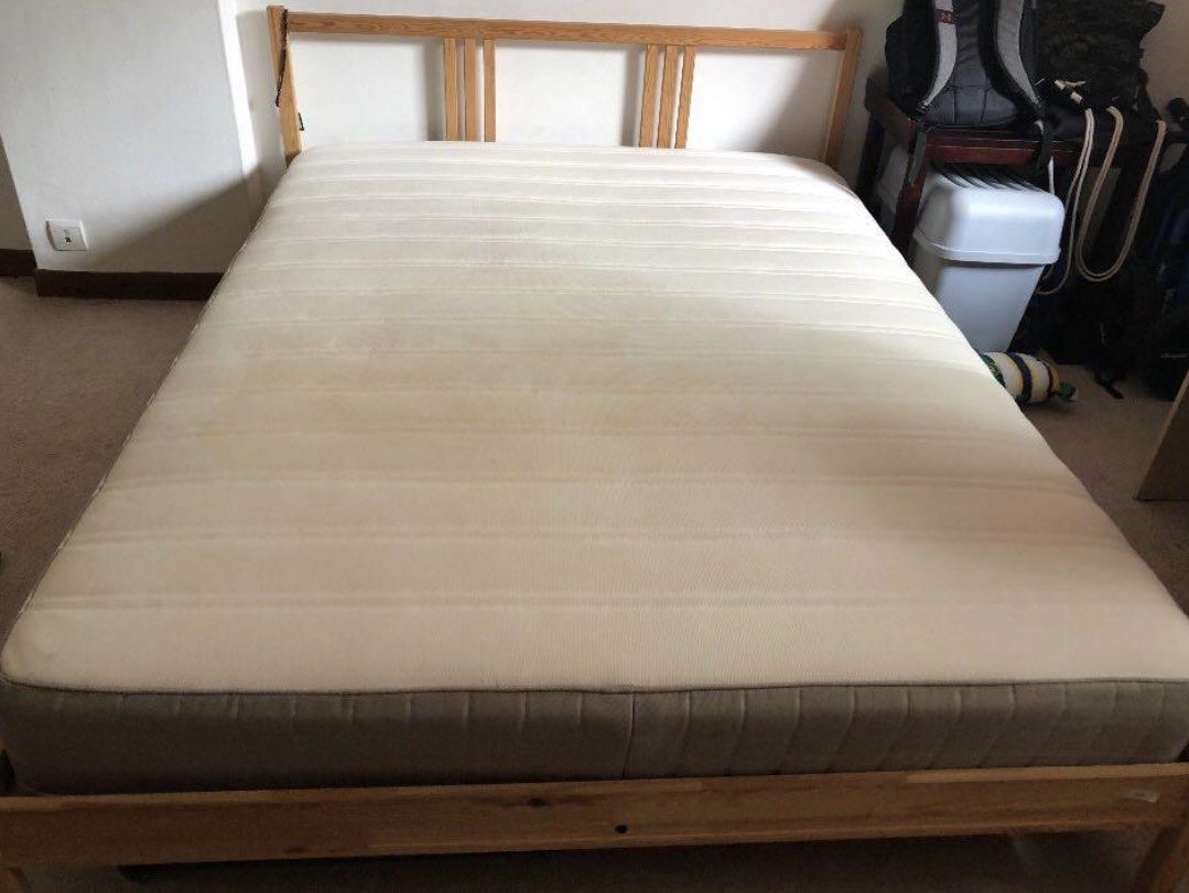 Ikea Queen Size Bed/ Mattress , Furniture & Home Living, Furniture, Bed