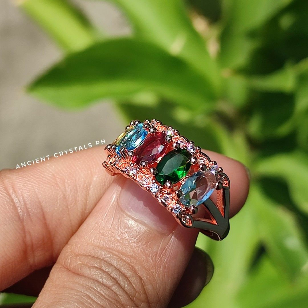 Rainbow sales tourmaline ring