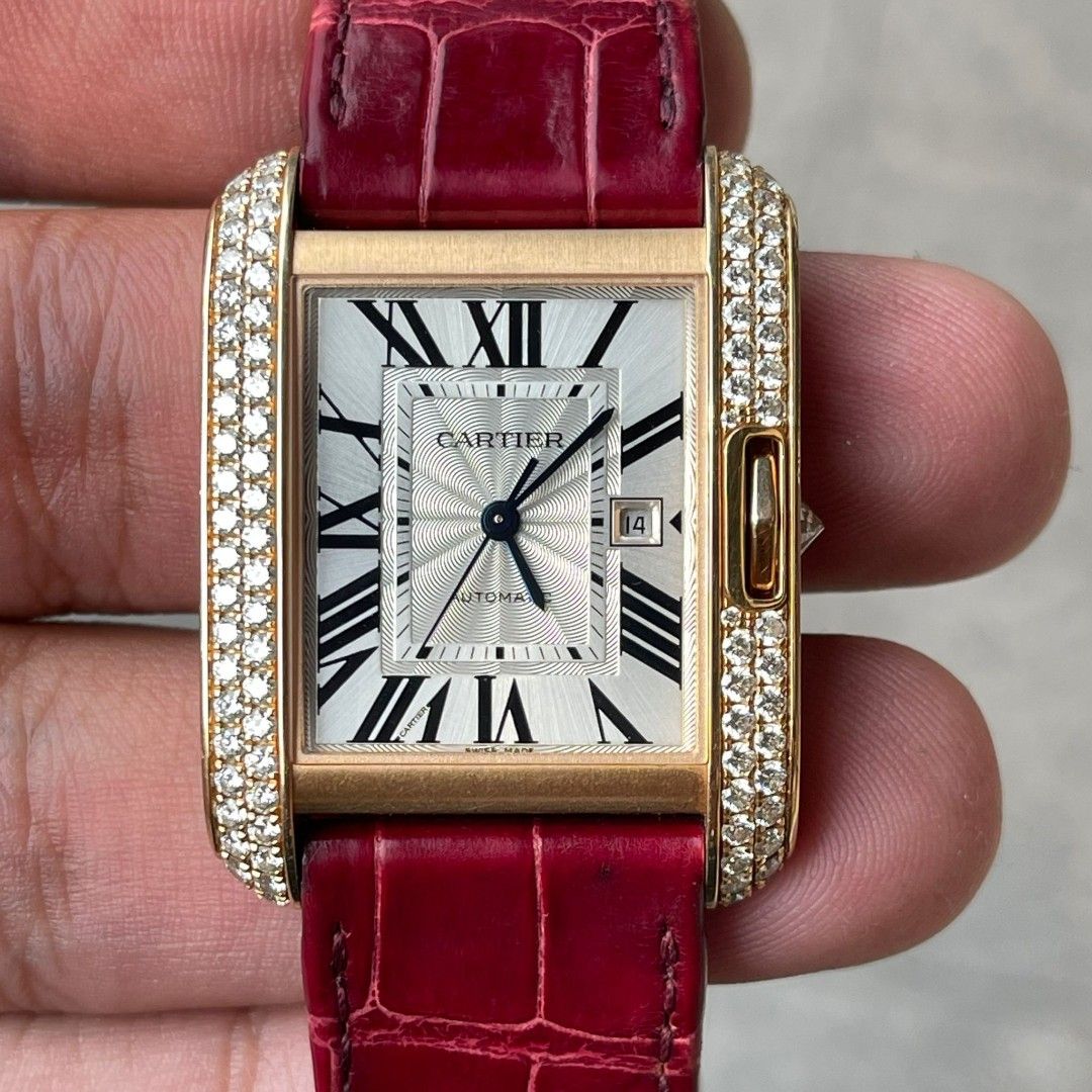 Rare Cartier tank anglaise large rose gold diamonds wt100016