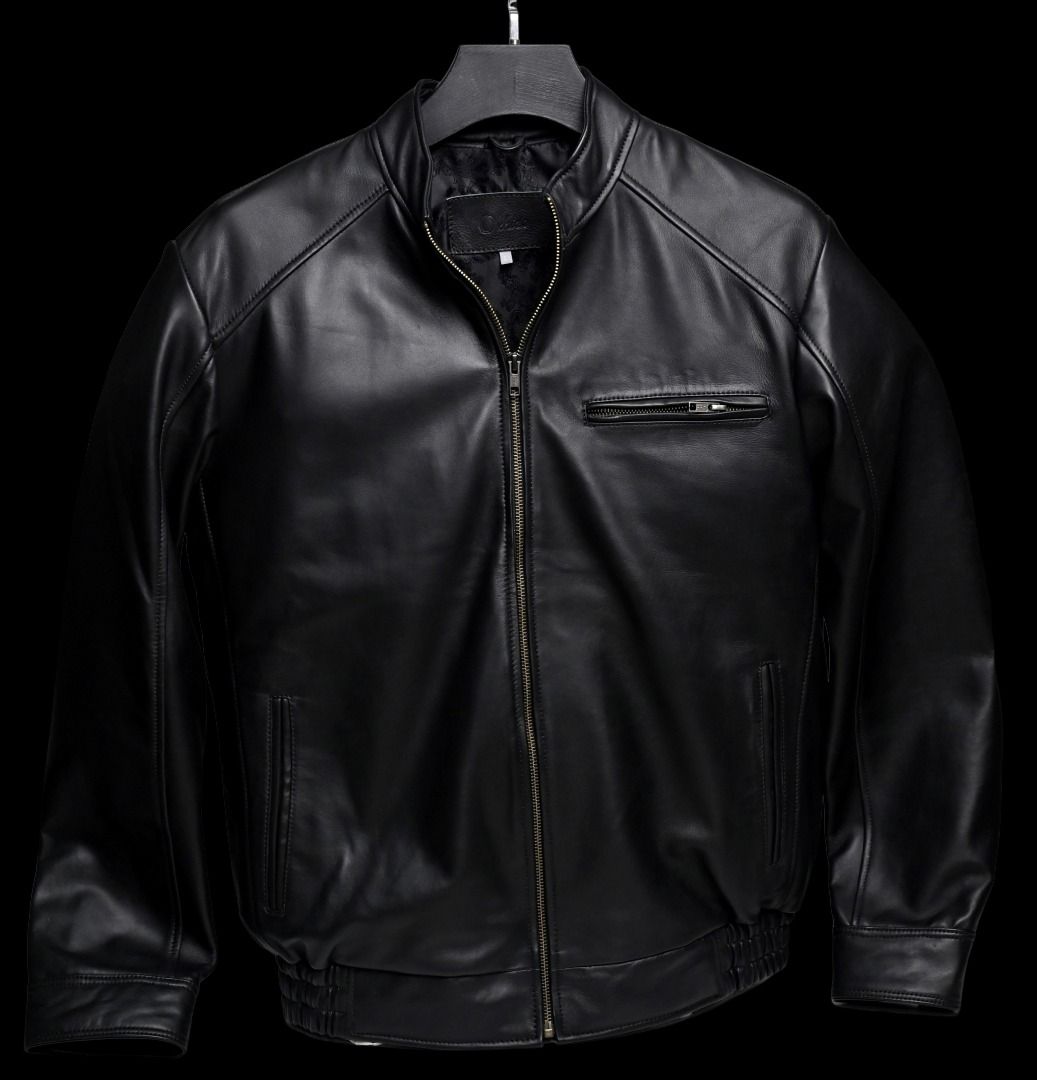 Real Leather Jacket Black Lamb skin Jacket Jacket for Men Oxhide FK06 Black