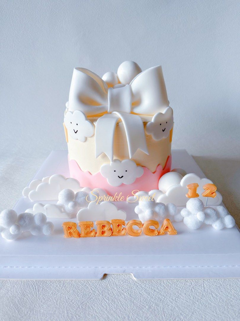 Customised Cake Ribbon Ribbon birthday cake/ buttercream cake/ customised cake/Knock knock ...