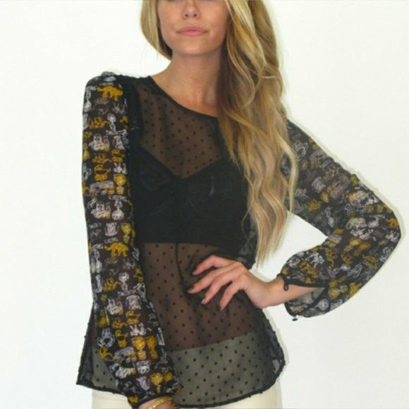 Rodarte for Target Sheer Top with Funky Printed Sleeves