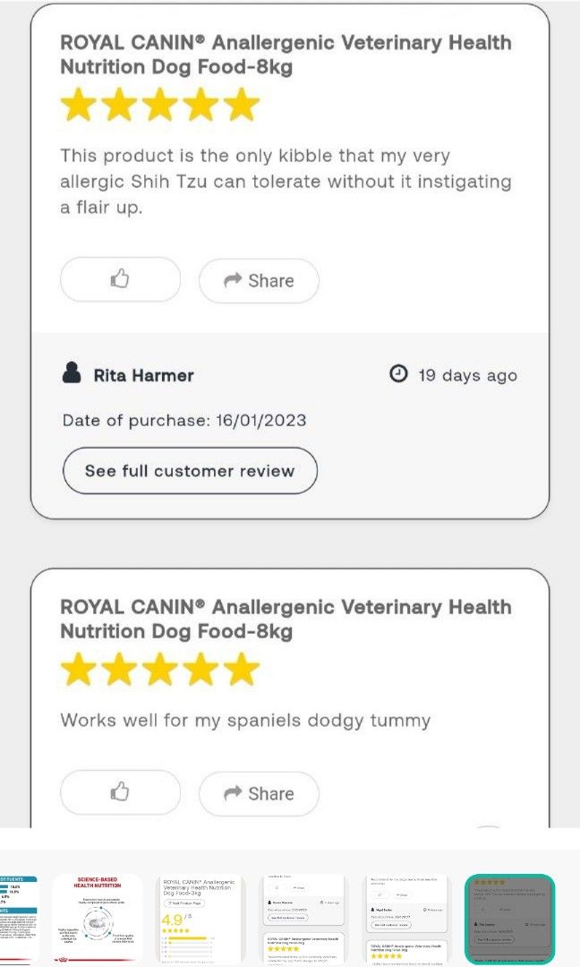 Anallergenic dog food 8kg Clearance