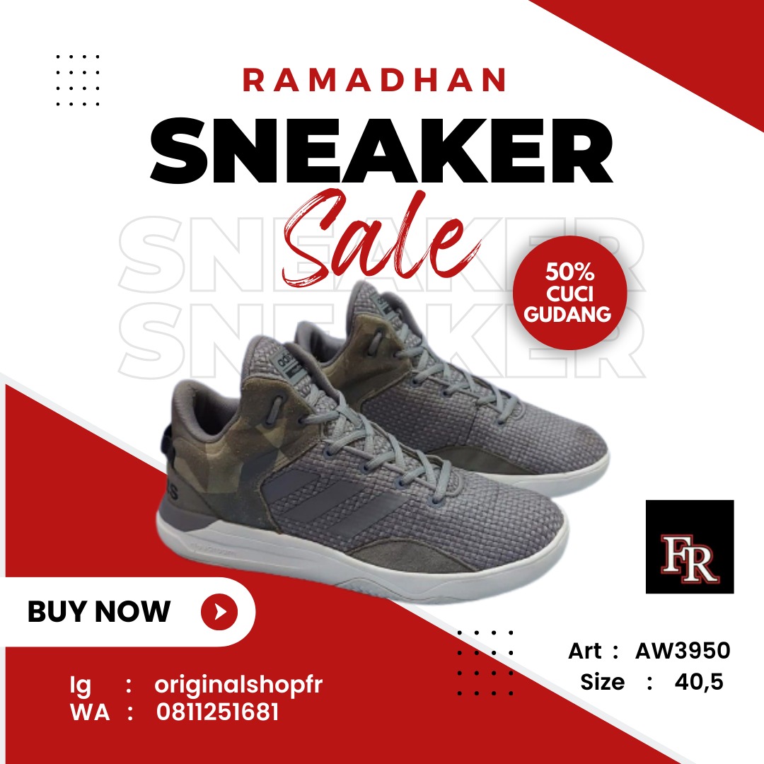Sepatu Adidas Original Neo CloudFoam Revival Mid AW3950 Grey Size 40 5 25 5cm