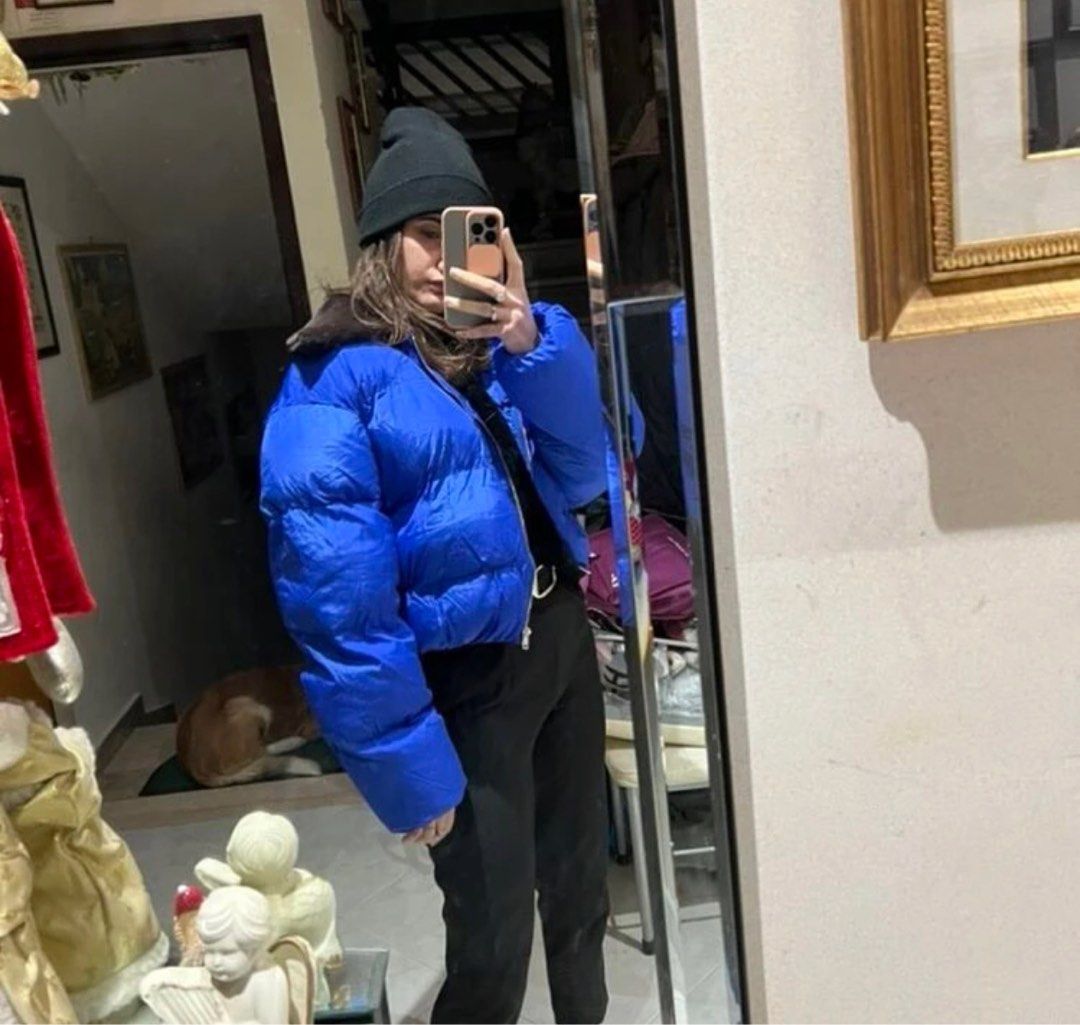 SHEIN Cobalt Blue Puffer Jacket size L Furry Collar, Women's Fashion,  Coats, Jackets and Outerwear on Carousell