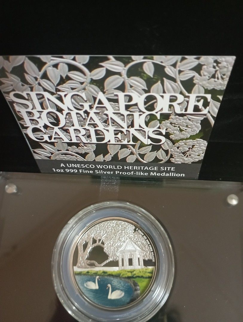 Singapore botanic gardens 1oz 999 fine silver proof - like medallion ...