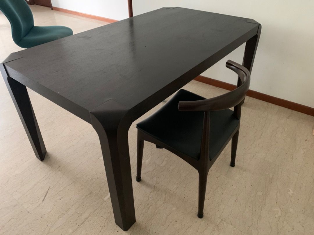 Special edition solid Matt texture wood Dining table with 3 chairs ...