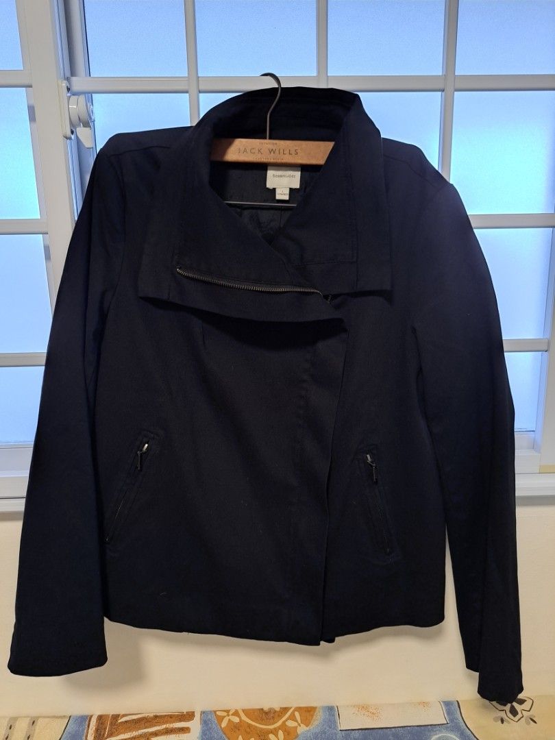 Stylish High Collar BOSSINI Ladies Black Blazee Jacket L Size