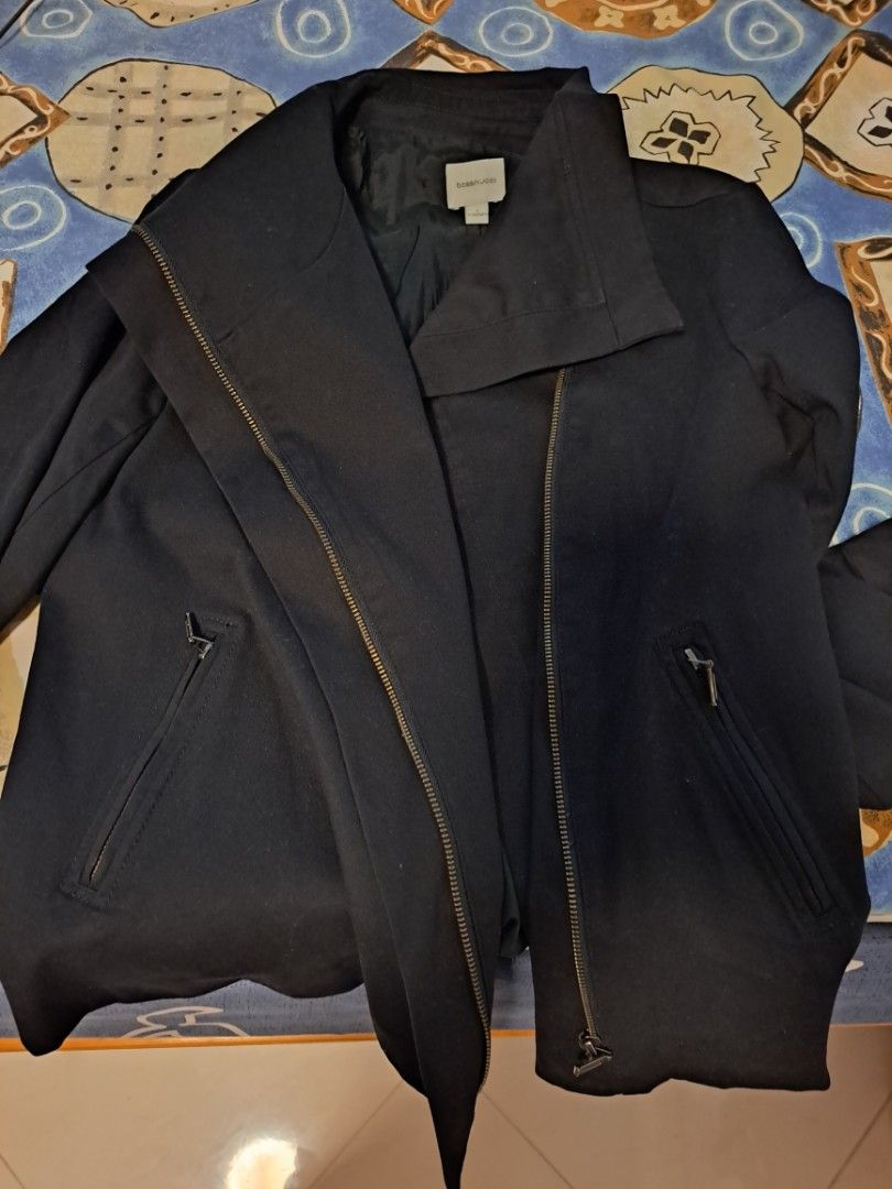 Stylish High Collar BOSSINI Ladies Black Blazee Jacket L Size