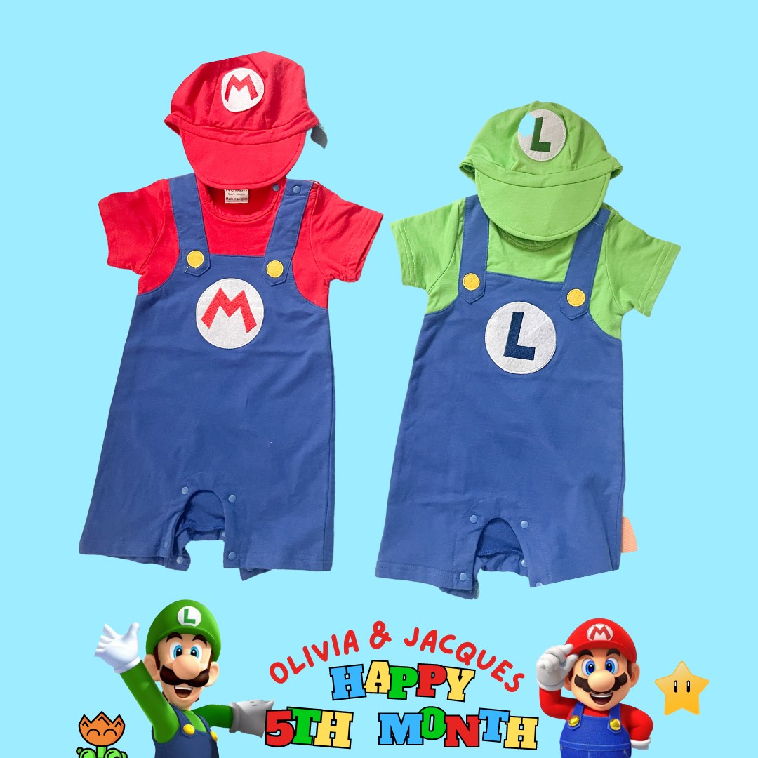 SUPER MARIO & LUIGI COSTUME, Babies & Kids, Babies & Kids Fashion on