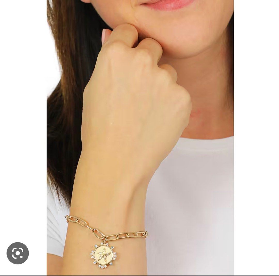 Women's 18K Charm Bracelet with Swarovski Elements - White Gold Plated Unbranded