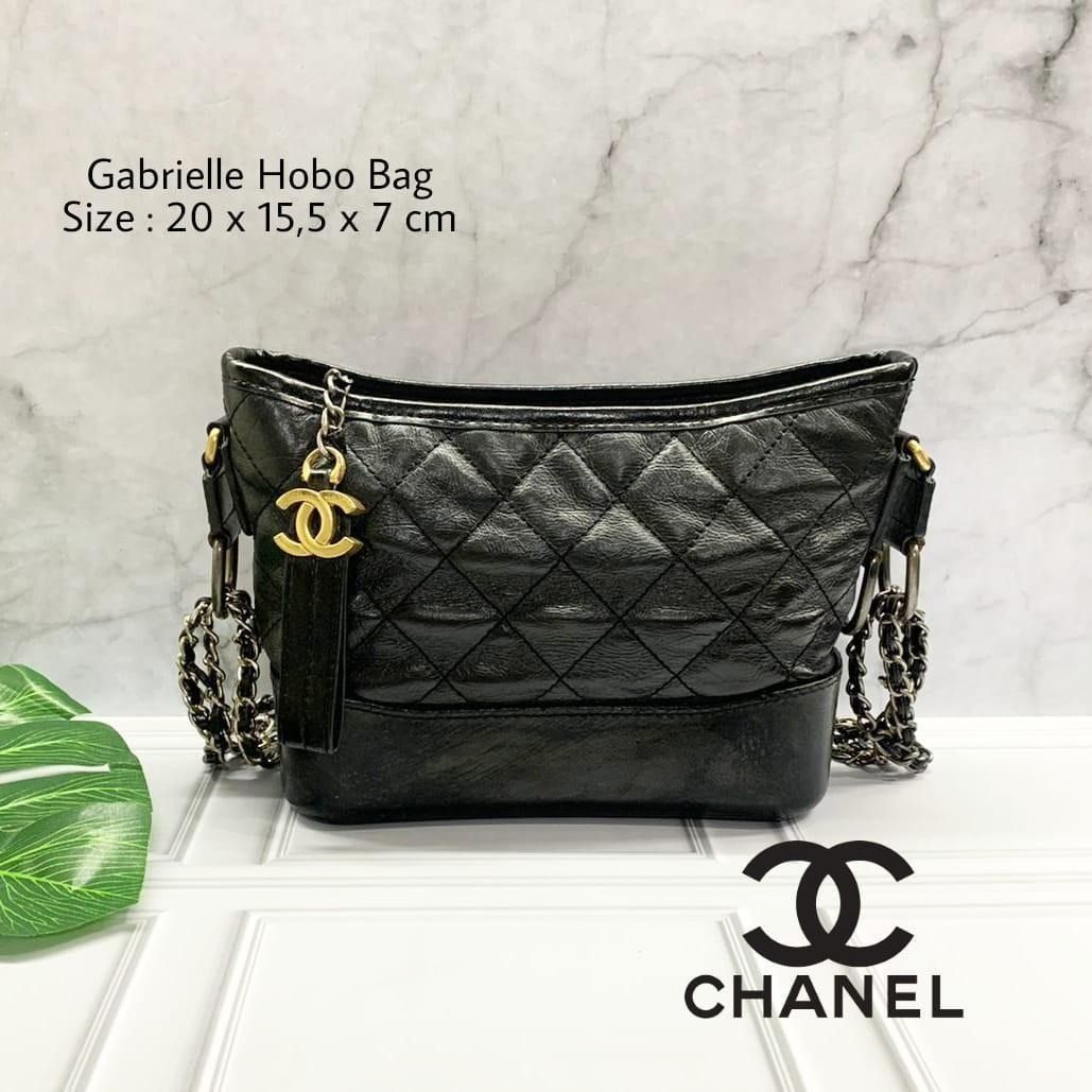 Tas Chanel Gabrielle Hobo Bag Two Way Black Shoulder Bag