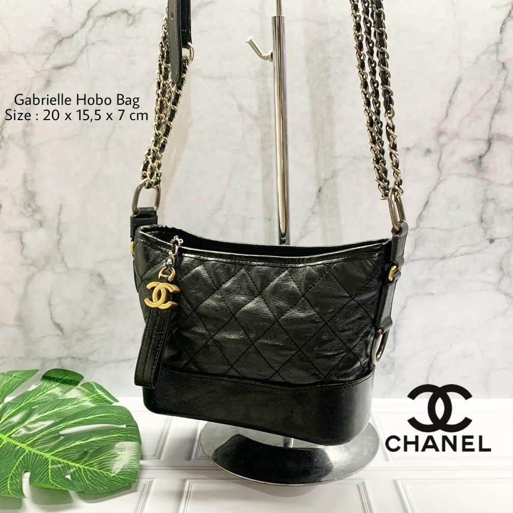 Tas Chanel Gabrielle Hobo Bag Two Way Black Shoulder Bag