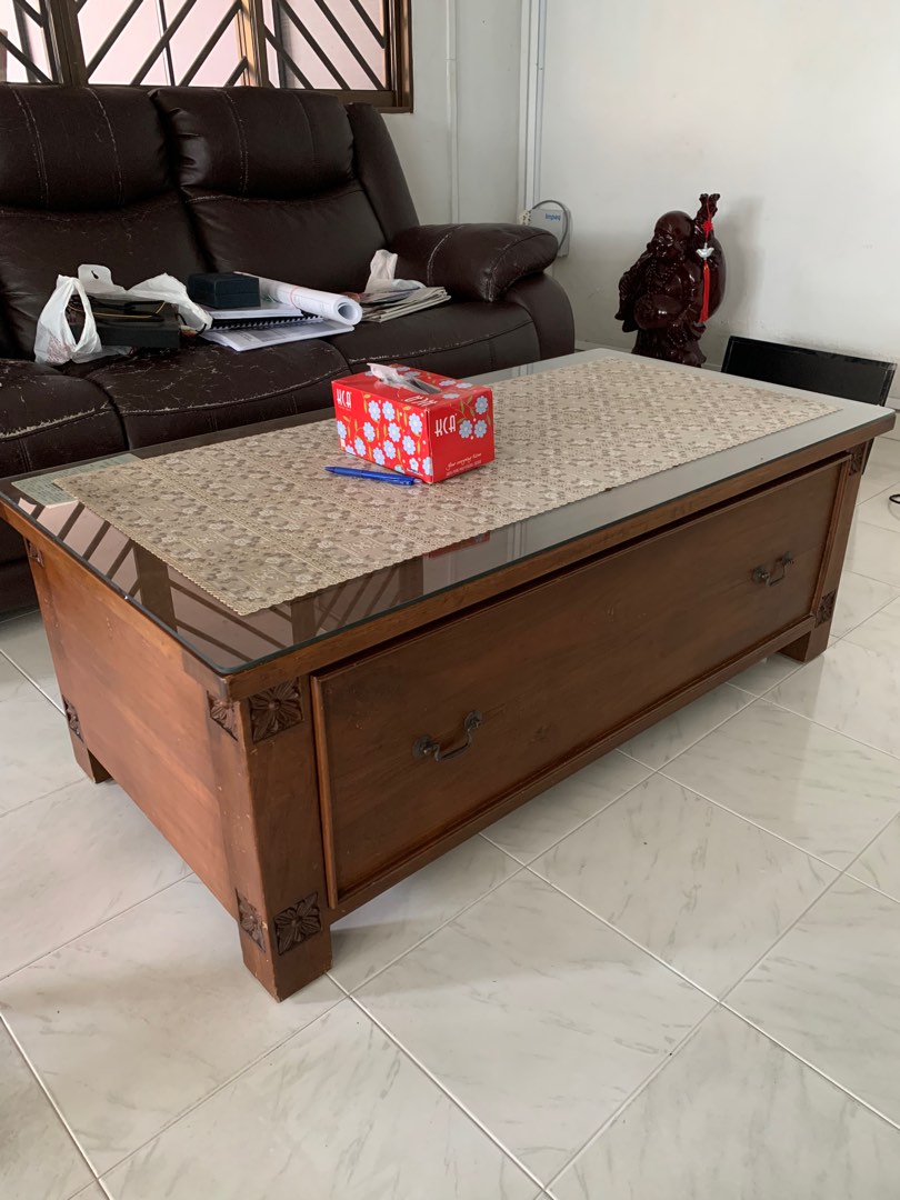 Teak wood living room table, Furniture & Home Living, Furniture, Tables