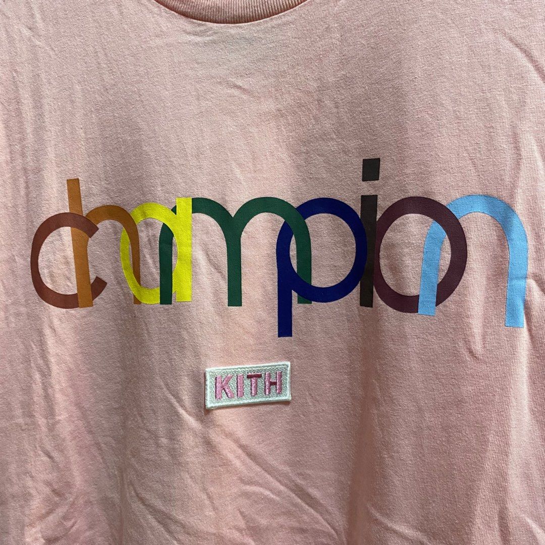 T-Shirt Champion X Kith, Fesyen Pria, Pakaian , Atasan Di Carousell