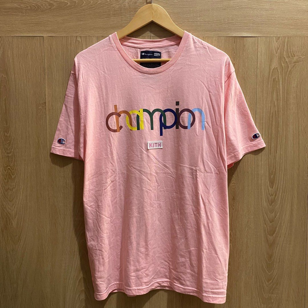 T-Shirt Champion X Kith, Fesyen Pria, Pakaian , Atasan Di Carousell