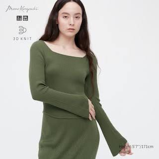 Uniqlo Mame Kurogouchi 3D Knit Ribbed Square Long Sleeve Sweater