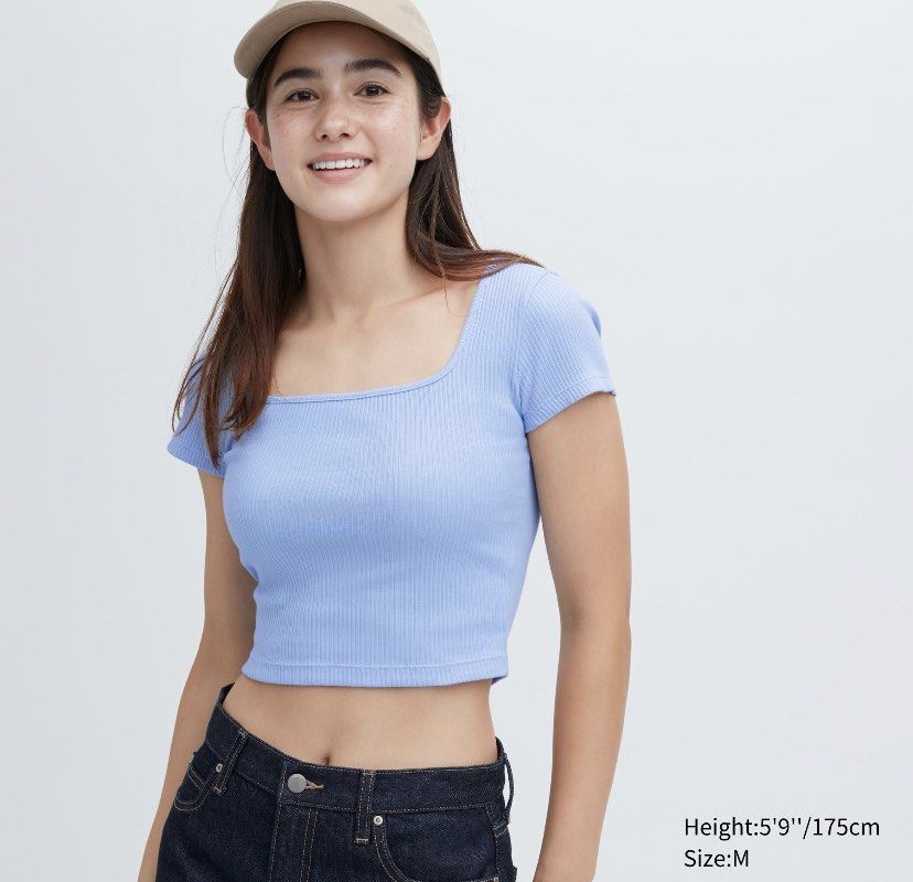 Square-neck cropped T-shirt